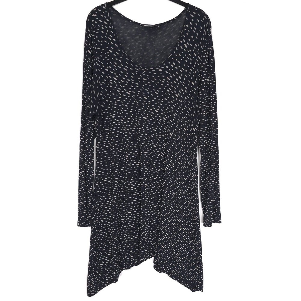 marimekko 113 MUSTA KOTTARAINEN Medium Dress Dots Asymm Pullover Black PORTUGAL - Picture 1 of 7